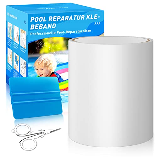 KAZATE Kit de reparação de piscina autocolante impermeável à água, 10 cm x 150 cm, remendos de reparação para cama de água, piscina, forro de piscina, piscina infantil, colchão de ar