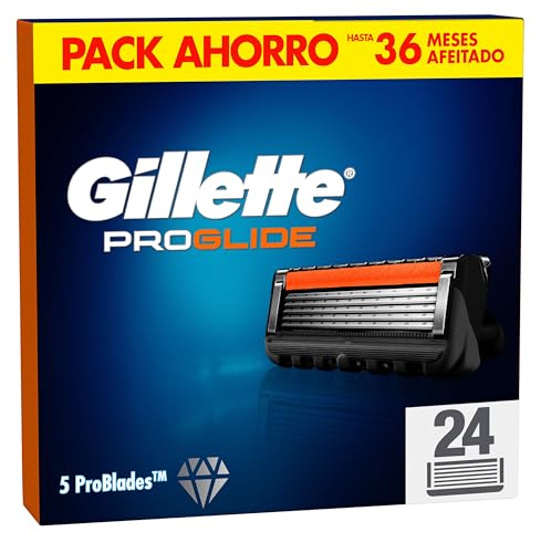 Gillette Proglide Conjunto de 24 peças sobressalentes para máquinas de barbear para homem, lâminas de barbear com dupla lubrificação e aparador de precisão