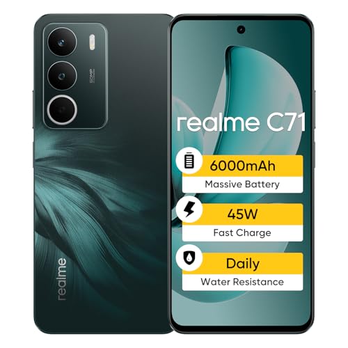 realme C71 Smartphone 8 + 256 GB, 6,67 polegadas, 120 Hz, bateria 6000 mAh, chipset UNlSOc T7250, câmara 50 MP AI, Vert