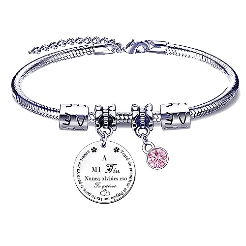 MNBVBV Pulseira tia presente pulseira tia sobrinha com gravura pendente: A melhor tia do mundo presentes de aniversário para mulher pulseira de prata