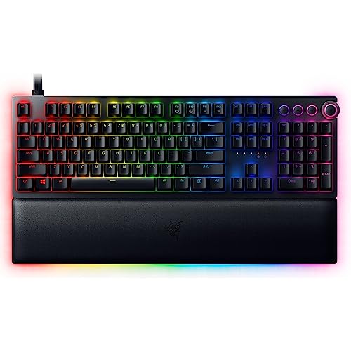 Razer Huntsman V2 Analog - Teclado premium para jogos com interruptores ópticos analógicos (apoio para pulso, controlo rotativo digital, 4 teclas multimédia, Chroma RGB) teclado espanhol - preto