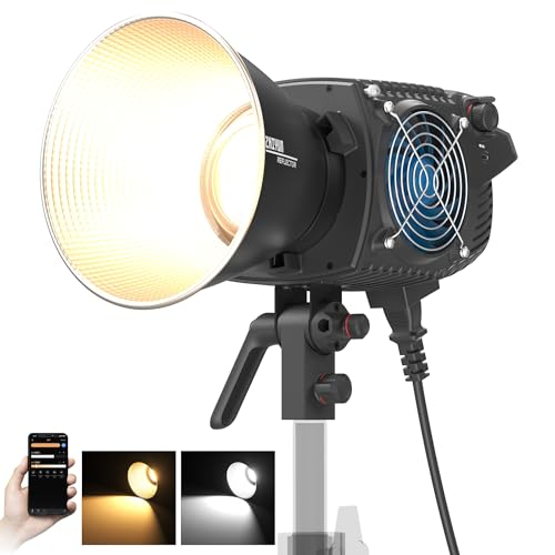 ZHIYUN Molus B300 [oficial] luz de vídeo de 300 W, luz de vídeo LED COB com suporte Bowens, luz de estudo de dois tons, 63200LUX/1 m 2700K-6500K/CRI ≥95/TLCI ≥97/controlo de aplicação ção, 13 Efeitos