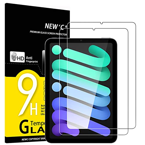 NEW'C 2 peças, protetor de ecrã para iPad mini 7 (A17 Pro, modelo 2024, 7.ª geração) / mini 6 (modelo de 2021, 6.ª geração), 8,3 polegadas, anti-riscos, vidro temperado ultra resistente