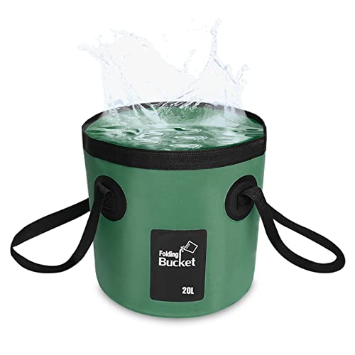 Cubo dobrável para acampar, cubo de água dobrável 20 l cubo dobrável portátil para viagens, caminhadas, pesca, passeios a barco, jardinagem (verde)