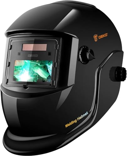 DEKO Pasta de soldagem de cor verdadeira, grande ecrã grande capacete de soldador escurecimento automático energia solar, trabalhar longas horas, bateria intercambiável