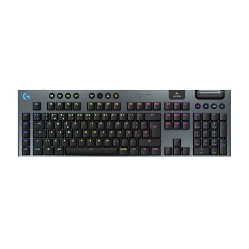 Logitech G G915 X LIGHTSPEED Teclado para gaming sem fios de perfil baixo, teclas PBT de moldagem dupla, acabamento elegante em alumínio, interruptores tácteis castanhos GL, PC/Mac, QWERTY ESP, preto