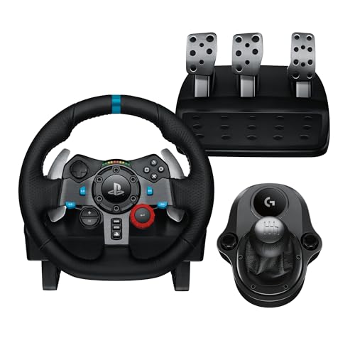 Logitech G G29 SE Driving Force, volante de corrida e pedais, Force Feedback, couro genuíno alavanca de mudanças Logitech G Driving Force - para PS5, PS4 e PC, Mac - preto