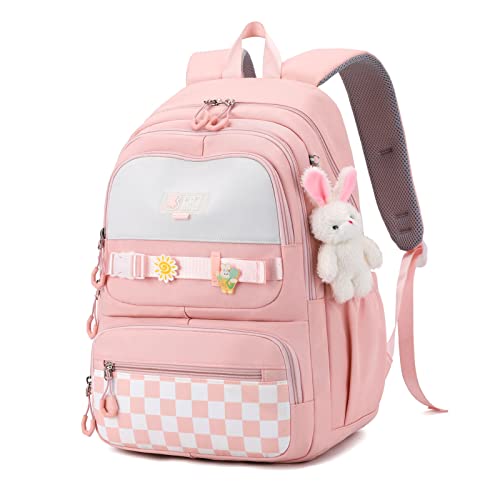 Amythe Mochila escolar menina adolescente, mochilas infantis informais de grande capacidade, bonita mochila de viagem impermeável para meninas de 10 12 14 16 anos, adequada para colocá-la no carro,