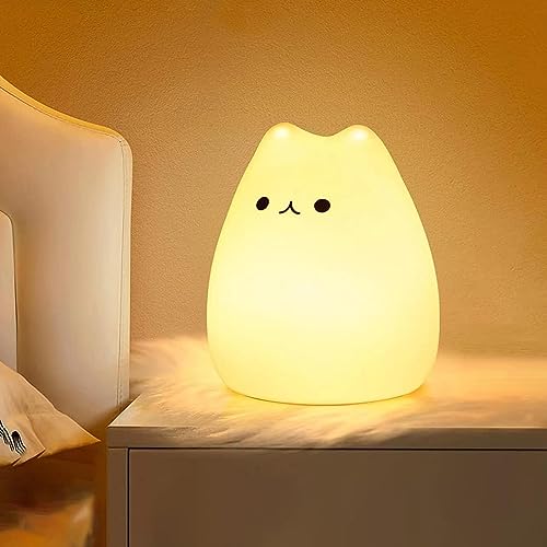 FOMYHEARD Luz noturna infantil, silicone luz removida, LED recarregável com temporizador, luz de presença que muda de cor, para candeeiros mesa de cabeceira presente