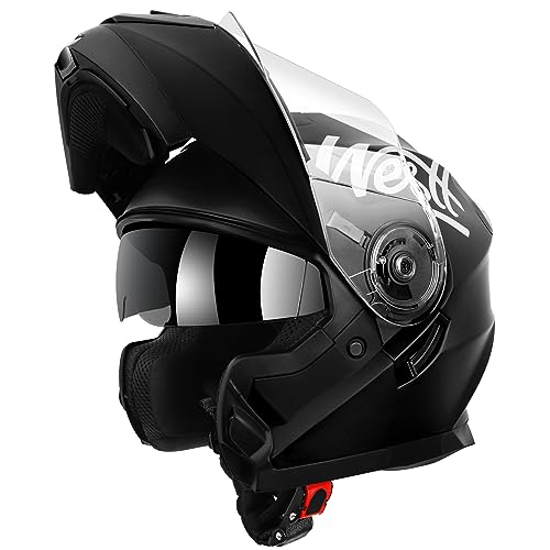 Westt Torque X Capacete modular completo com viseira dupla, ideal para motos, scooters, absorve os impactos, certificado ECE, em preto mate