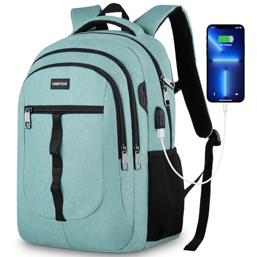 Mochila escolar, mochila mulher menina mochila portátil para adolescente estudante universidade instituto escritório trabalho 15,6 polegadas verde