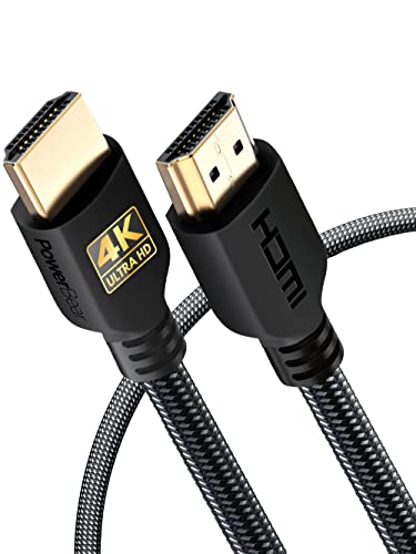 PowerBear Cabo HDMI 4K 1 m | Alta velocidade, conectores de nylon trançado e ouro, 4K @ 60Hz, Ultra HD, 2K, 1080P, ARC e CL3 classificado | para computador portátil, monitor, PS5, Xbox One e mais