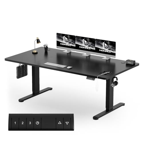 Homall 200 x 80 cm mesa ajustável em altura, mesa de pé com placa de quatro peças, mesa computador com função de memória