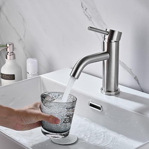 DETBOM Torneira de lavatório, torneira mono-comando lavatório de água fria e quente, torneiras para lavatório de bancada, torneiras misturadora de casa de banho de aço inoxidável 304, ar removível,