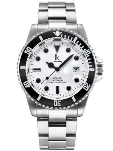 Alienwork IK Relógio homem mulher calendário correia de metal