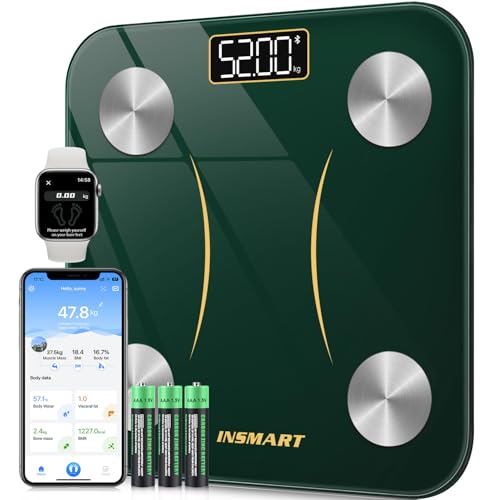 Balança de gordura corporal Bluetooth, balança de casa de banho digital com APP inteligente, 13 monitores de composição corporal, para Andriod e iOS, 180 kg preto