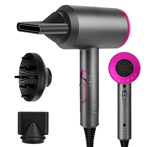 Sendowtek Secador de cabelo potente 2000 W, secador iónico profissional com 2 concentradores 3 velocidades 2 temperaturas, secador de cabelo rápido com difusor para mulheres homens casa
