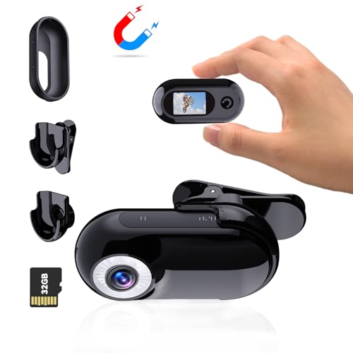 Xilecam Mini câmara desportiva com cartão de memória de 32 GB, câmara mota com acessórios câmara capacete mota