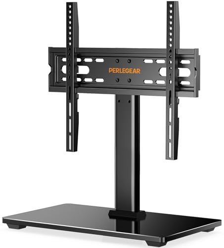 PERLEGEAR Suporte TV de pé para ecrãs LCD/LED/Plasma/curva, de mesa universal com rotação e altura ajustável, até 40 kg, máximo VESA 400 x 400 mm