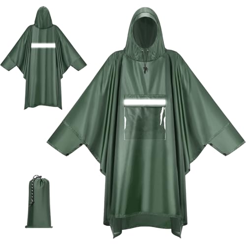 KTUEOV Poncho de chuva impermeável, leve capa de chuva unissexo adulto capa de chuva reutilizável com capuz multifuncional para campismo, manta de piquenique, trekking, caminhadas