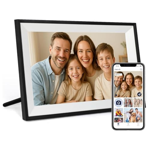FUNCARE Molduras com fotografia digital WiFi de 10,1 polegadas, visualização tátil IPS HD 1280 × 800, memória 32 GB, rotação automática, fácil configuração para partilhar fotografias e vídeos