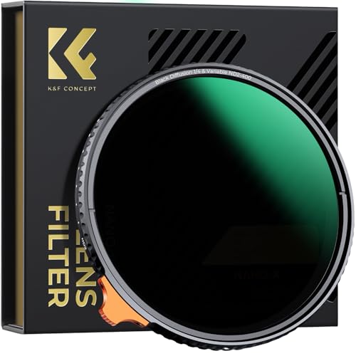 K&F Concept Nano-Xcel 2 em 1 Variável ND2-400 & Black-Mist 1/4 filtro, 77 mm Black Diffusion 1/4 & ND2-400 Filtro de densidade neutra com 28 camadas revestimento nano