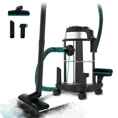 Cecotec Aspirador de sólidos e líquidos de 16 L Conga Rockstar Wet & Dry Steel. 1200 W, 20 kPa, função dupla: Aspirador e soprador, estrutura metálica, rodas, rádio de ação 5 m