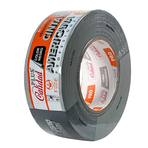 Plus Calidad Fita americana extra forte cor preta para embalagem, caixas de cartão de moças, reparação. Gabinete para selados seguros, fortes e resistentes. (48 mm x 50 m, 1 rolo preto)