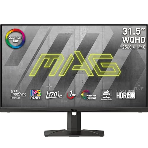 MSI MAG321QR QD Monitor de jogos plano de 31,5", IPS, WQHD (2560 x 1440, 16:9, G-SYNC compatível, Quantum Dot, console mode FHD a 120 Hz)