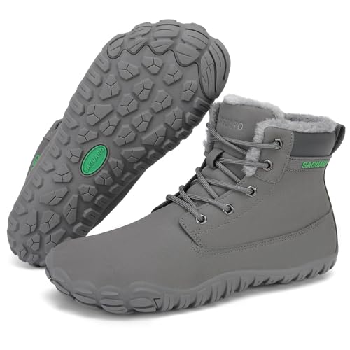 SAGUARO Sapatilhas Barefoot inverno homem botas de neve leves impermeáveis com forro quente, Gr.36-48