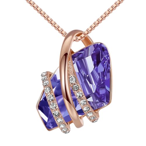 Leafael Birthstone Colar de mulher | Birthstone colar de vidro. | Colar para mulheres com pingente hipoalergénico com caixa de presente incluída
