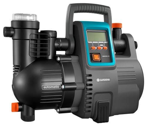Gardena Grupo de pressão eletrónico 5000/5E Conforto, bomba doméstica, ecrã LCD, economia de energia, fluxo de 5000 l/h, motor de 1300 W, disjuntor térmico, seguro de funcionamento a seco (1759-20)