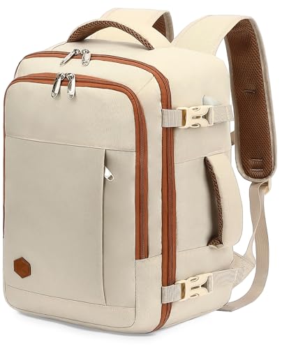 VANKEV Mochila viagem cabine avião para Ryanair Easyjet mochila cabine bagagem de mão mala de viagem mochilas mulher homem, Bege