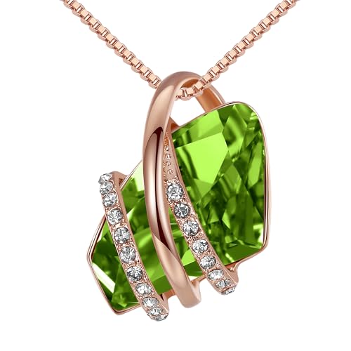 Leafael Birthstone Colar de mulher | Birthstone colar de vidro. | Colar para mulheres com pingente hipoalergénico com caixa de presente incluída