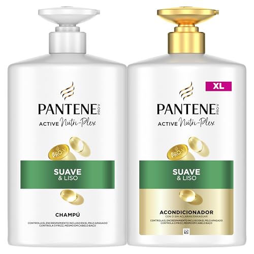 Pantene Pro-V Shampoo macio e liso 1000 ml e condicionador de 800 ml, com dispensador, cabelo crespado e desligado