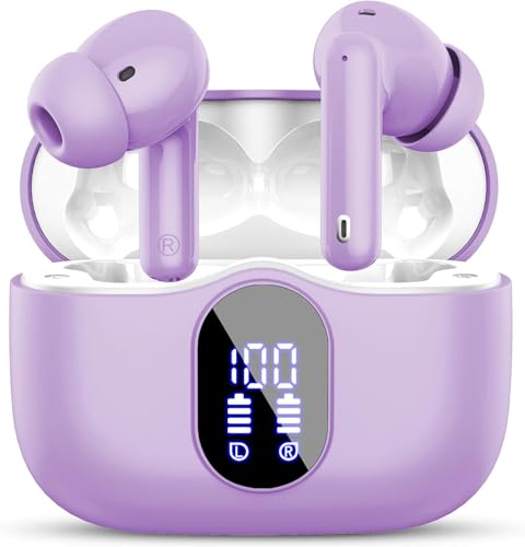 Auriculares sem fios, Bluetooth 5.3 com HD microfone estéreo HiFi ecrã LED, redução de ruído, 13 mm controlador dinâmico, IP7 impermeável 36H capacetes sem fios