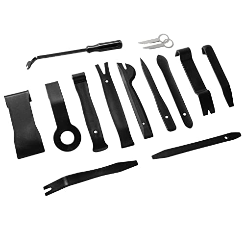 PHYLES Ferramentas kit desmontagem de carro, 14 peças ferramentas de plástico universais de remoção de moldes para remover painéis e painéis de portas, preto