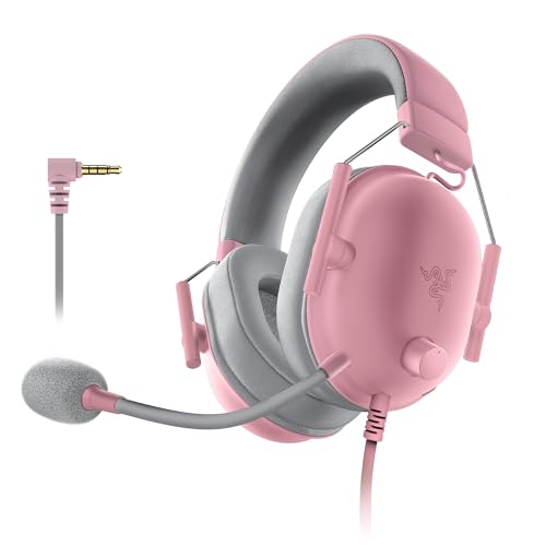 Razer BlackShark V2 X Auriculares para jogos com cabo multiplataparama (Diafragmas TriForce de 50 mm, microfone cardioide HyperClear, leveza e conforto, compatibilidade multiplataparama), rosa