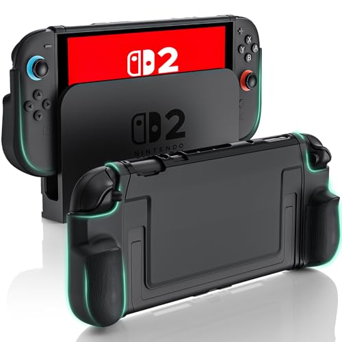 Carcasa para Nintendo Switch 2 - Funda TPU Dockable Compatible con Kicstand, Cubierta Protectora Antiarañazos | Case Resistente a Impactos para Switch 2 2025 (Negro)