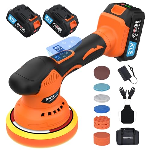Polidor de carro sem fio, kit de polimento de carro com baterias 21 V 4,0 Ah, polidor orbital com 8 polidores ecrã táctil variáveis de 6 polegadas para detalhes do carro / remoção arranhões