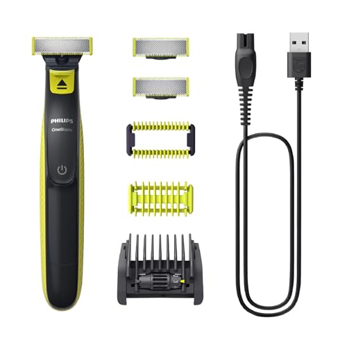 Philips OneBlade, Aparador de barba autêntico e corporal, máquina de barbear elétrica para homem, depilação masculina, 3 lâminas, 5 comprimentos, kit para corpo, seco e húmido, recarregável, QP2824/30