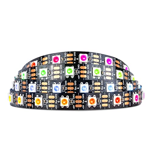 SEZO WS2812B ECO Tira LED 1M 60 LEDs DC5V direcionável individualmente SMD5050 tira de luz de cor de sonho IP30 não impermeável PCB preto para projetos de bricolage em interiores (WS2812E)
