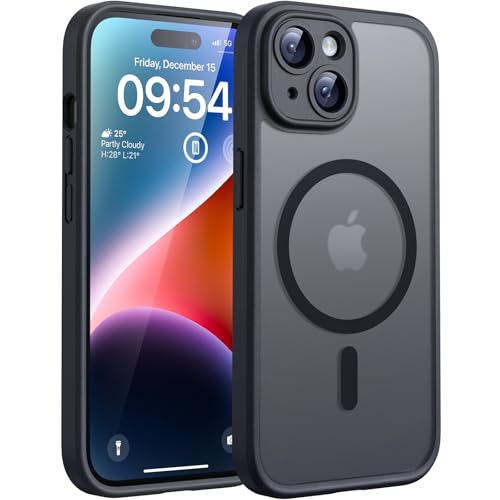 TOCOL Capa para iPhone 14, capa magnética para iPhone 14 6,1 polegadas [proteção lente câmera] [proteção militar] translúcida mate traseira, titânio preto