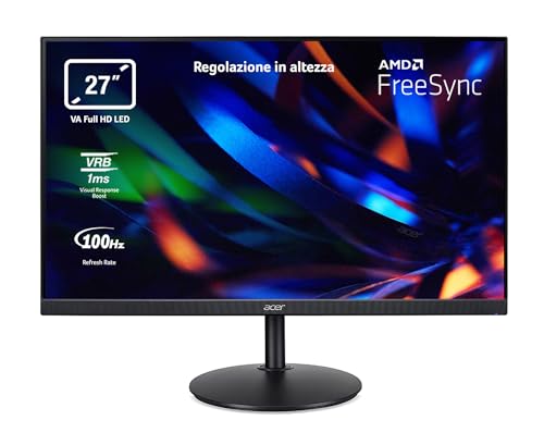 Acer CBA272Hbirf Monitor Full HD de 27" de 100 Hz (69 cm, 1920x1080, 16:9, 250 Nits, tempo de resposta 1 ms VRB, AMD FreeSync, 1xVGA/1xHDMI 1.4) monitor PC cor Preto