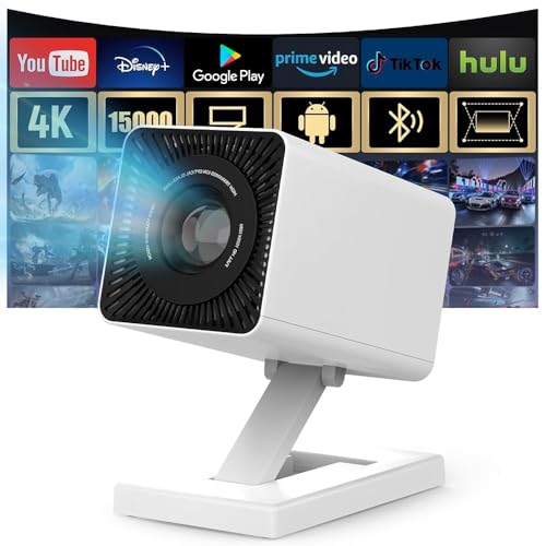 Putbecy Mini projetor portátil 4K com 1080P nativo, Android 11, WiFi 6 e Bluetooth 5.4, correção trapezoidal automática, HDMI/USB, compatível com telefone e PC, projetor para cinema em casa