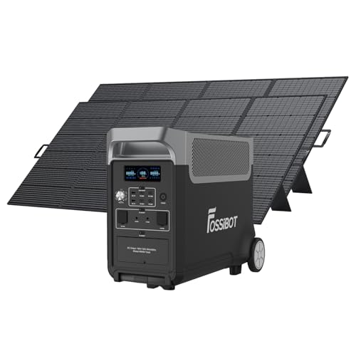 Estação elétrica portátil FOSSiBOT F3600Pro com 2 painéis solares de 420 W, bateria LFP de 3840 Wh, capacidade extensível até 11,5 kWh, potência de saída de CA, gerador único, indústria