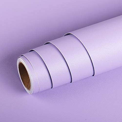 Livelynine Papel de parede infantil parede lilás 40 cm x 10 m papel de parede parede autocolante liso roxo papel autocolante para móveis roxo mate vinil autocolante parede quarto rolo vinil