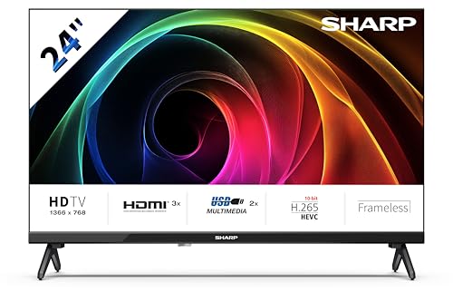 Sharp 24HA1205E - TV 24 polegadas 24" (resolução 1368 x 768, 3X HDMI, 2X USB) cor preto