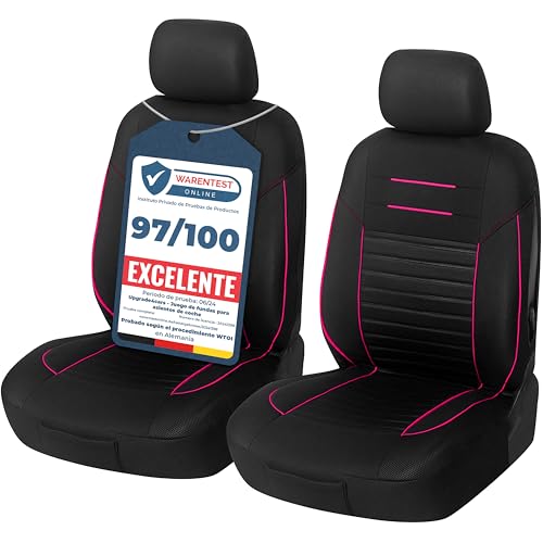 Upgrade4cars Capas de assento dianteiro para carro universais preto rosa | cobertura universal | protetor de assento dianteiro para motorista e copiloto | acessórios interior decoração