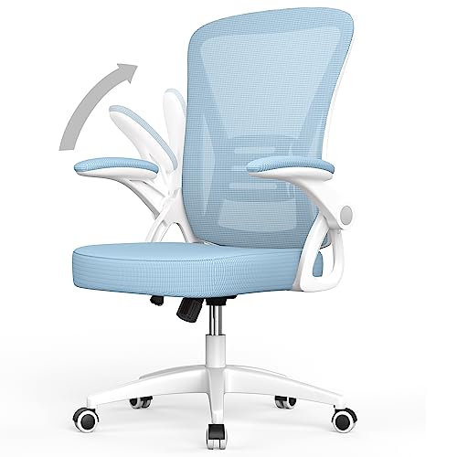 naspaluro Cadeira de escritório, cadeira de secretária ergonómica, suporte lombar, altura ajustável, cadeira giratória com encosto respirável e apoio de braços dobráveis adequado para escritório em